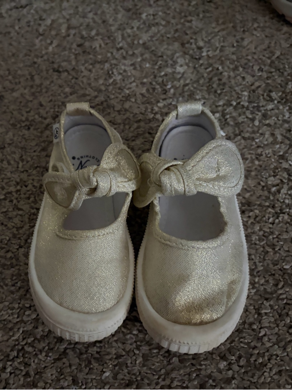 Toddler Glitter Bow Mary Jane Shoes in Metallic Gold